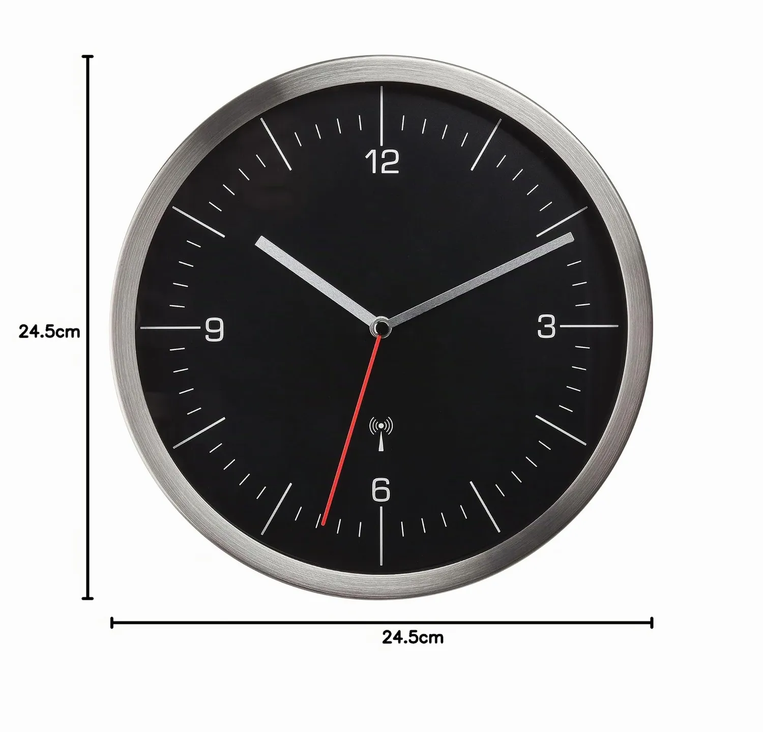 TFA Dostmann 60.3544.01 Funk Wanduhr schwarz-silber lautlos