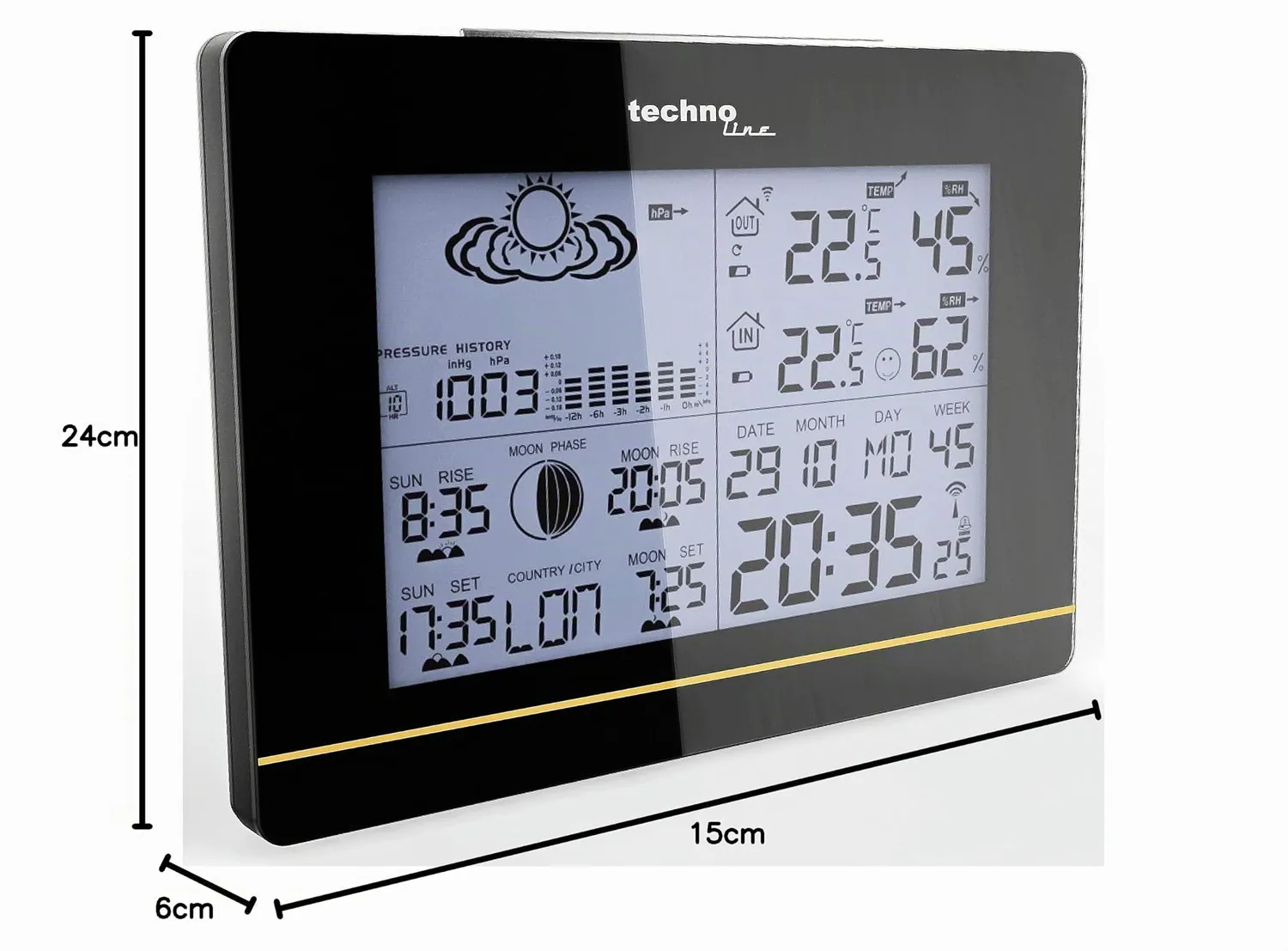 Technoline WS 6750 Wetterstation schwarz-orange Mondphase