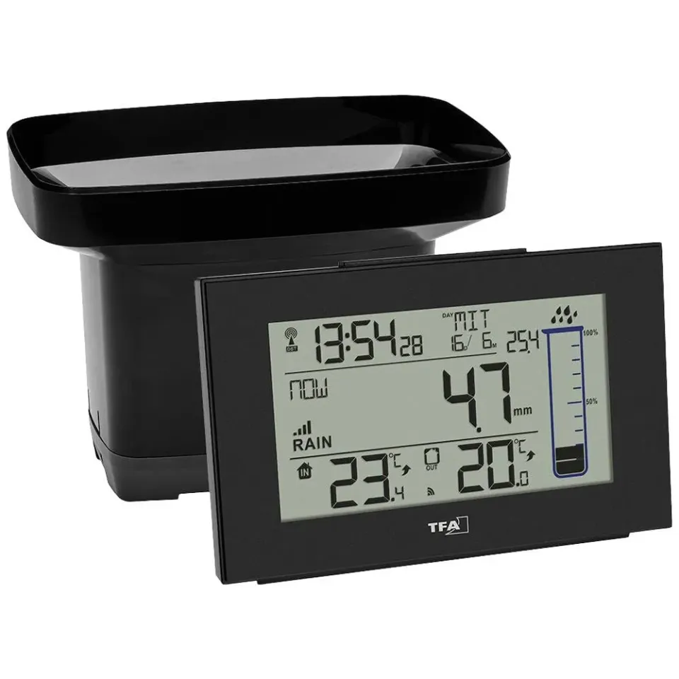 TFA Dostmann Splash 47.3006.01 Funk-Regenmesser schwarz 60m