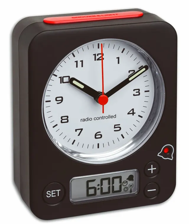 TFA Dostmann Combo 60.1511.01.05 Funkwecker Schwarz-Rot Display