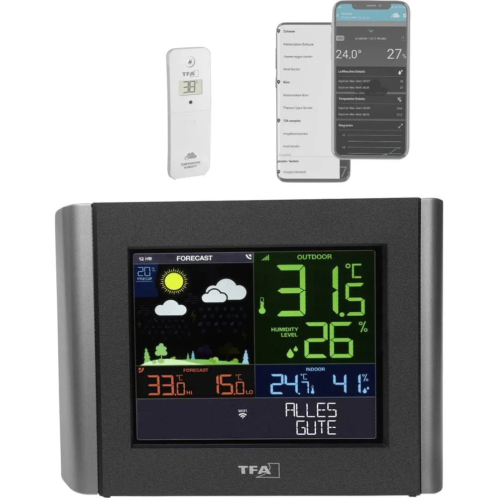 TFA Dostmann Meteo 35.8000.01 WLAN-Wetterstation schwarz mit App