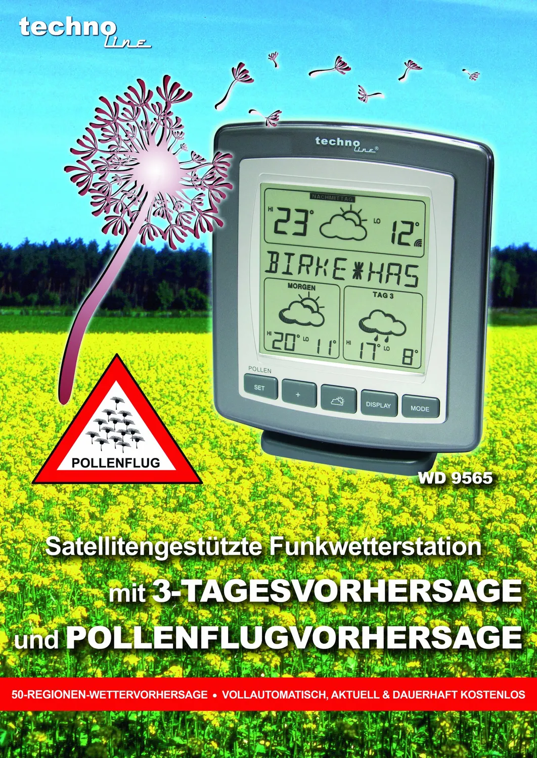 Technoline WetterDirekt WD 9565 Wetterstation Pollen 3 Tage