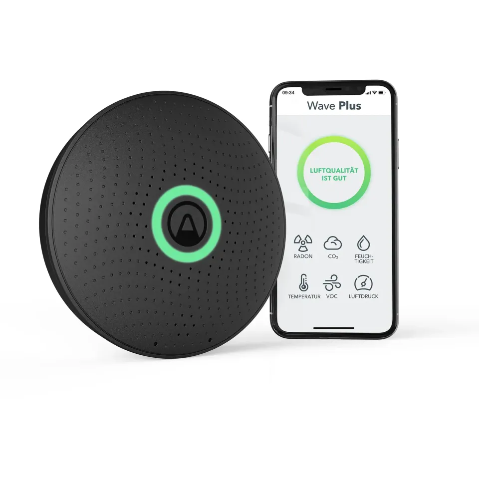Airthings 2911 Wave Plus Black Edition Radon CO2 Monitor