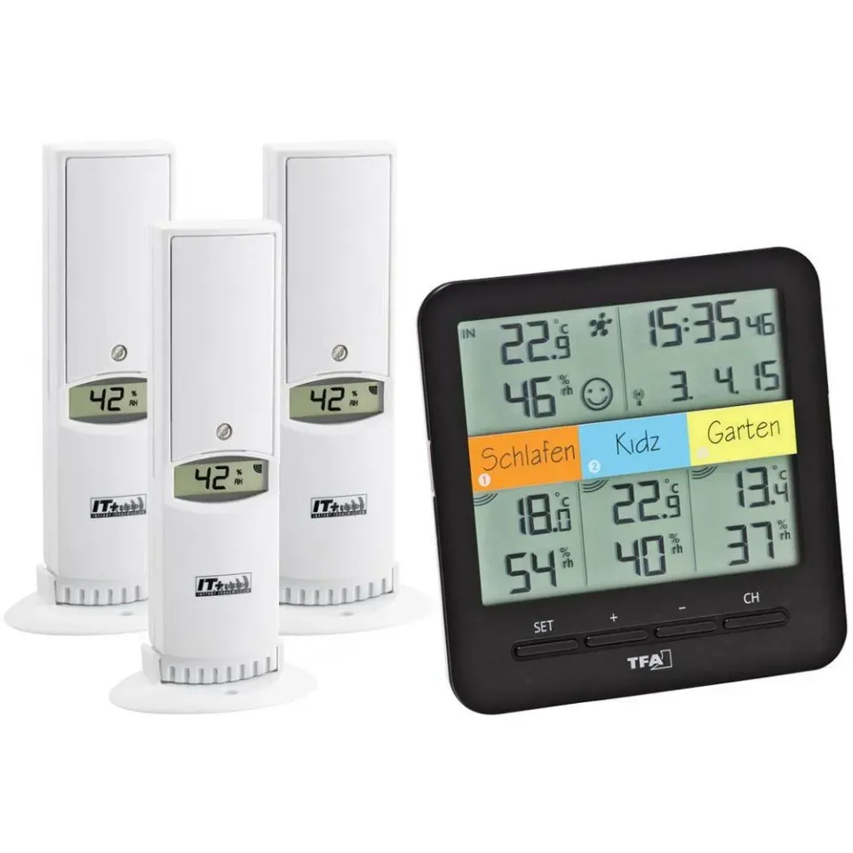 TFA Dostmann Klima Home 30.3060.01 Thermo-Hygrometer 3 Sender