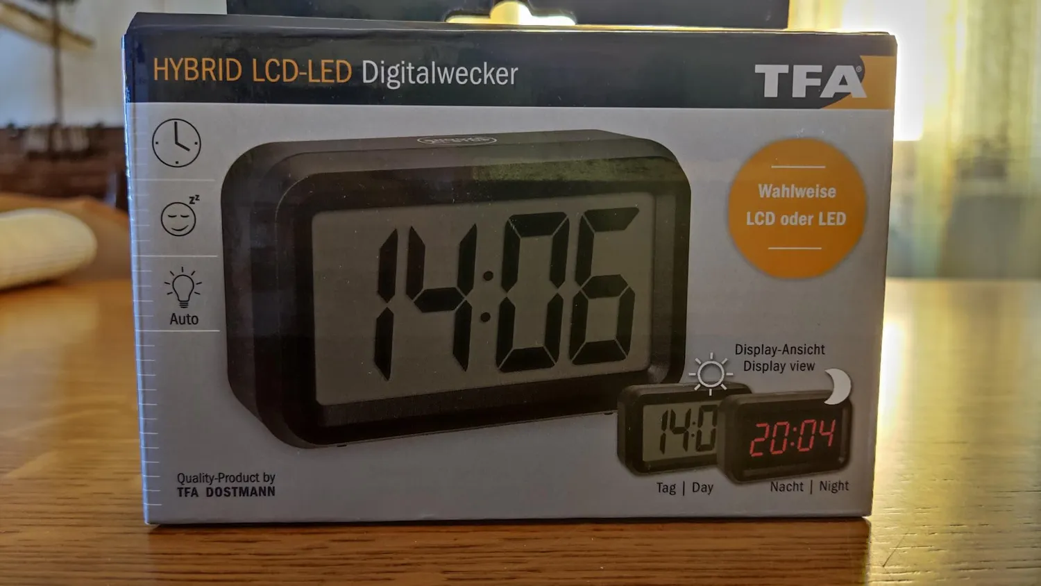 TFA Dostmann 60.2038.01 Digitaler Wecker schwarz LCD-LED Hybrid