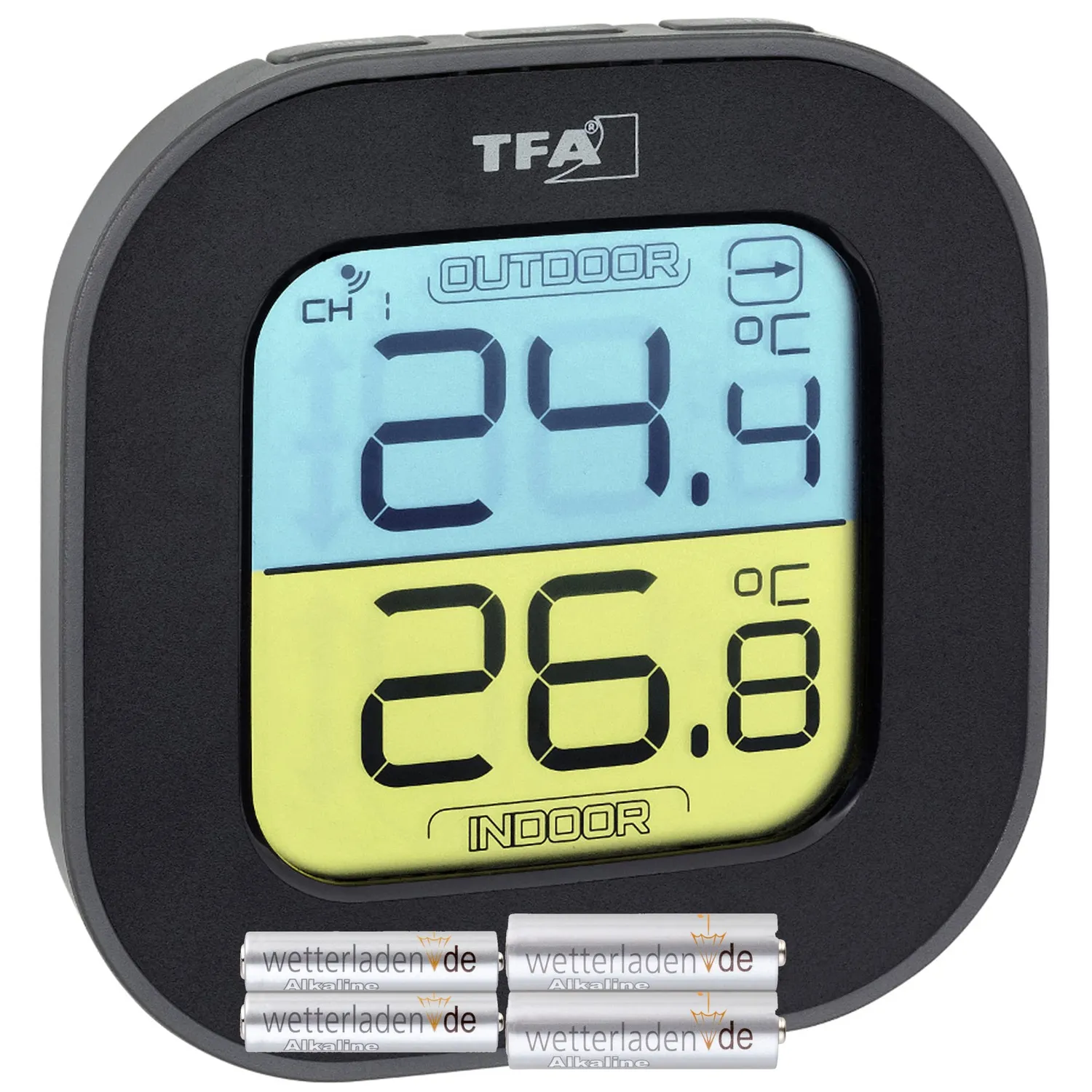 TFA Dostmann Fun 30.3068 Funk-Thermometer Schwarz Max-Min