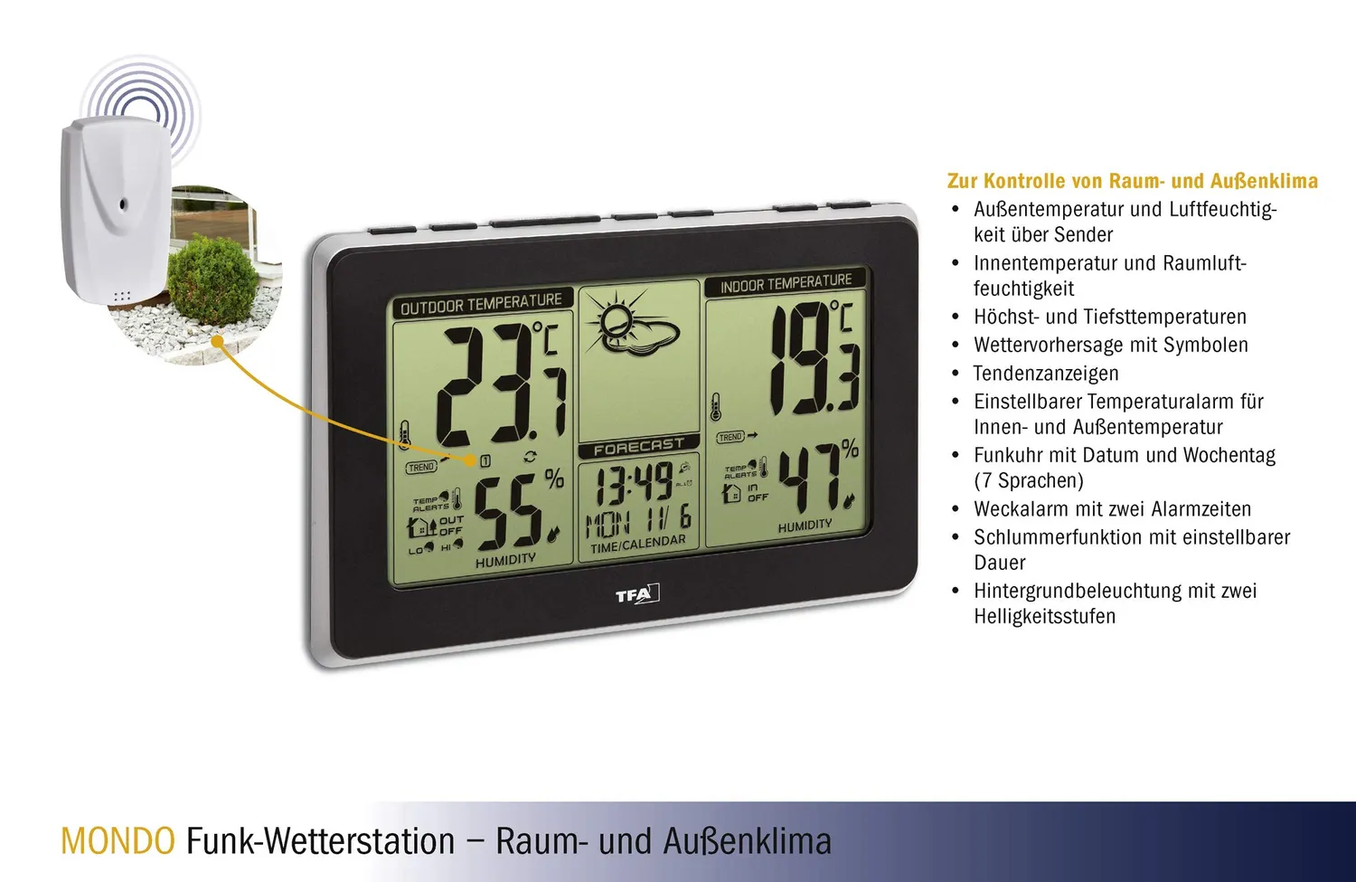 TFA Dostmann Mondo 35.1151.01 Funkwetterstation Bundle Batterien