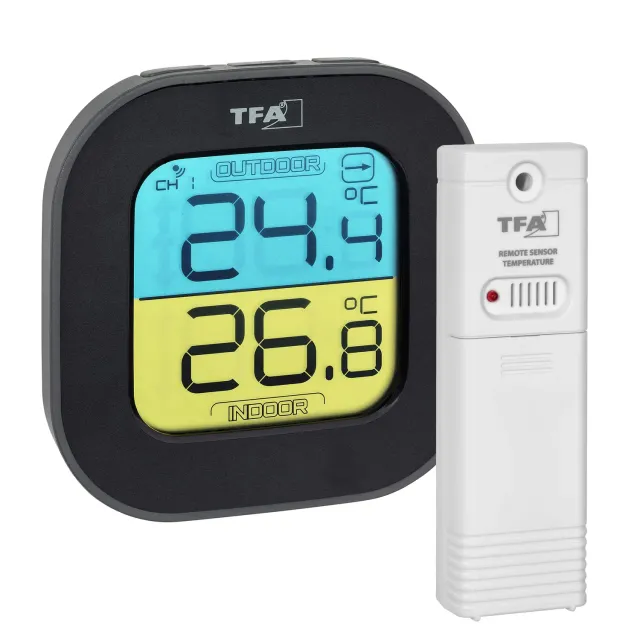 TFA Dostmann Fun 30.3068 Funk-Thermometer Schwarz Max-Min