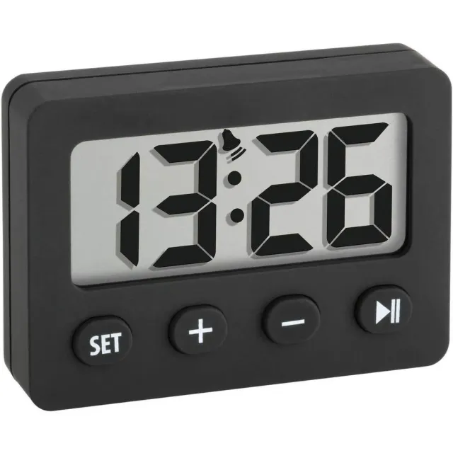 TFA Dostmann 60.2014.01 Digitalwecker schwarz mit Timer