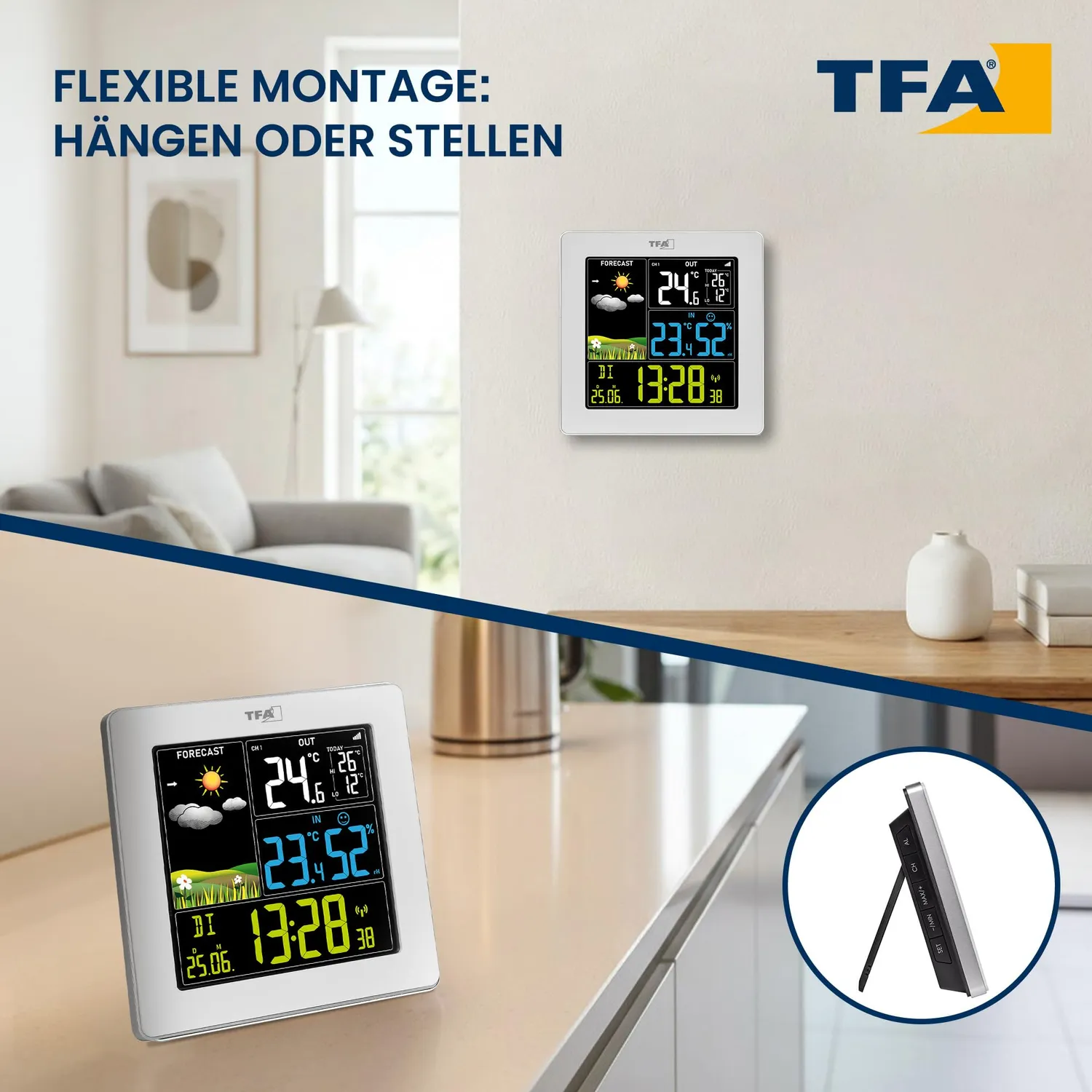 TFA Dostmann SUN2 35.1174 Funk-Wetterstation weiß Farbdisplay
