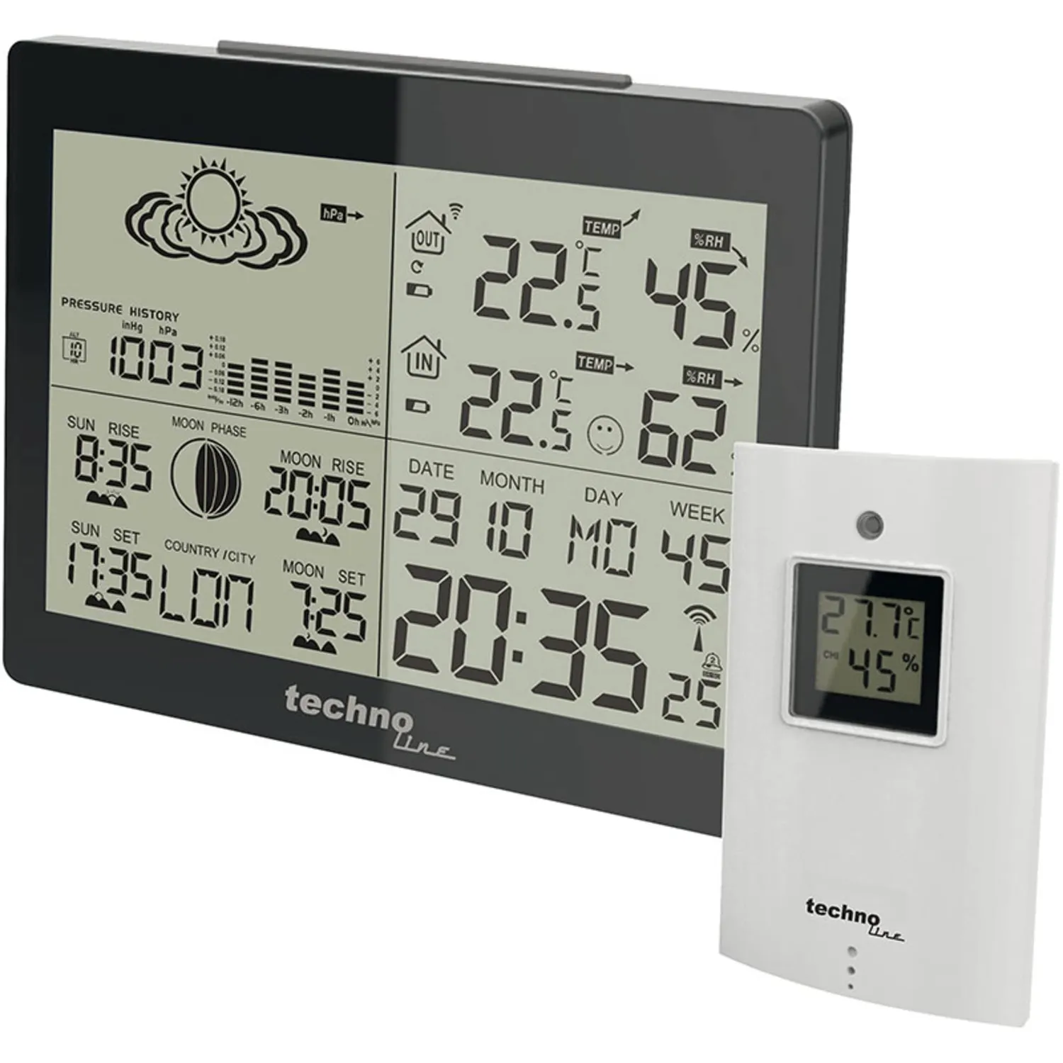 Technoline WS 6750 Wetterstation schwarz-orange Mondphase