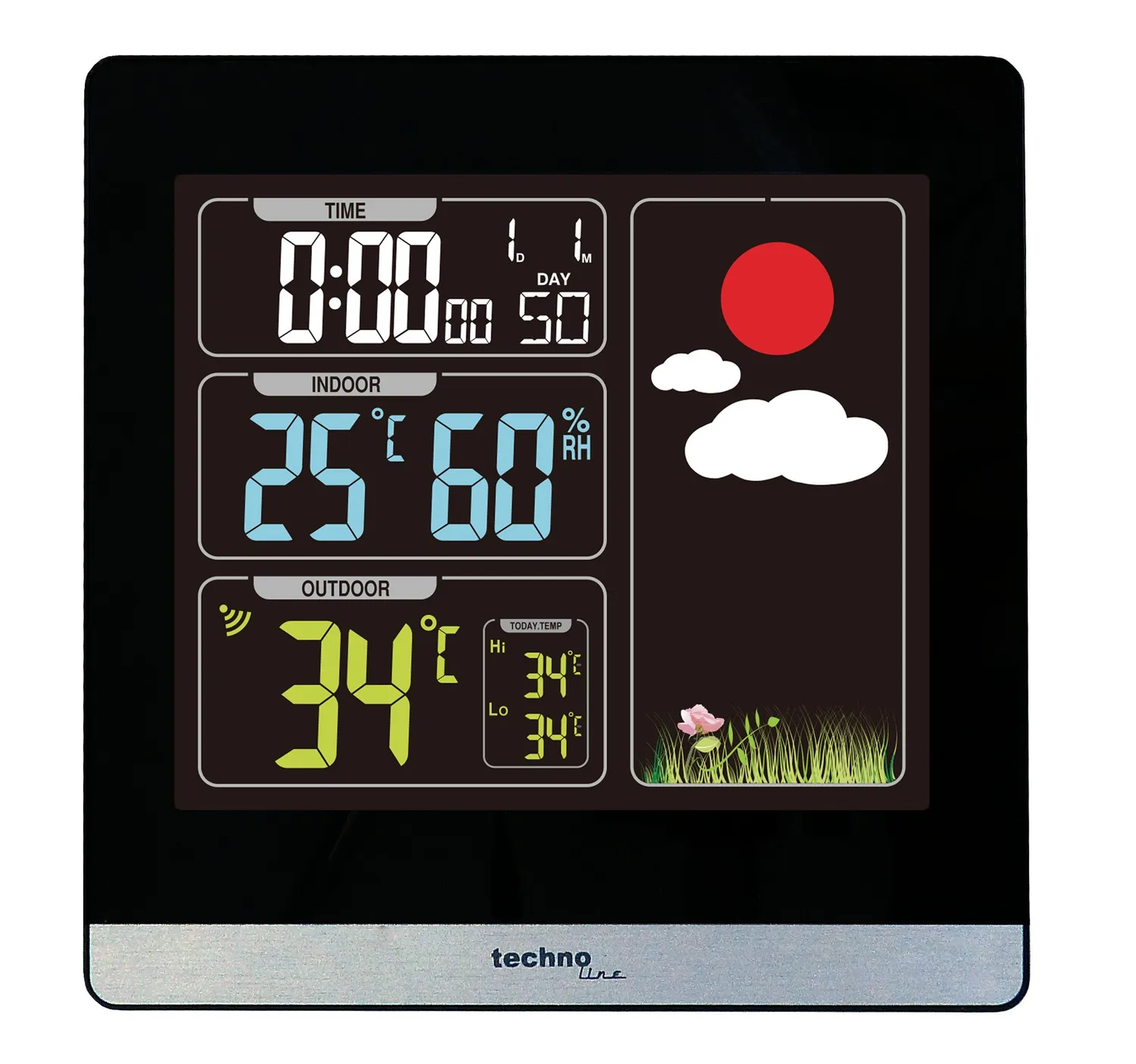 Technoline WS 6448 Funk-Wetterstation mit Außensensor Wecker