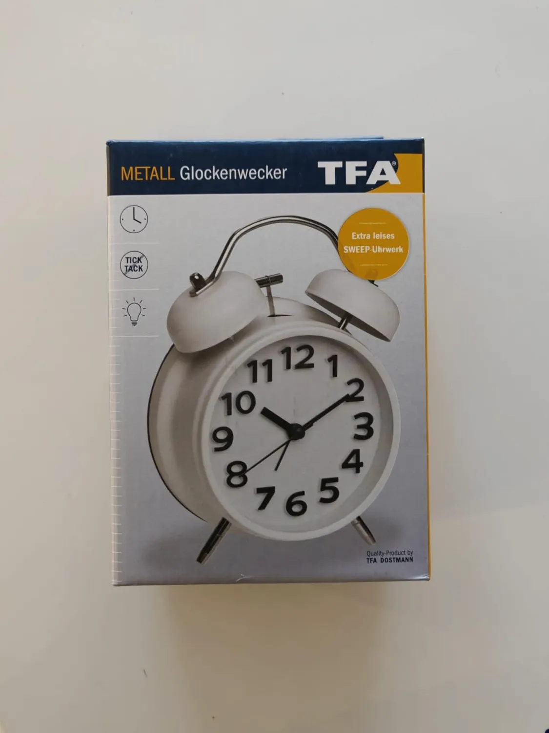 TFA Dostmann Retro 60.1040 Doppelglockenwecker weiß Metall