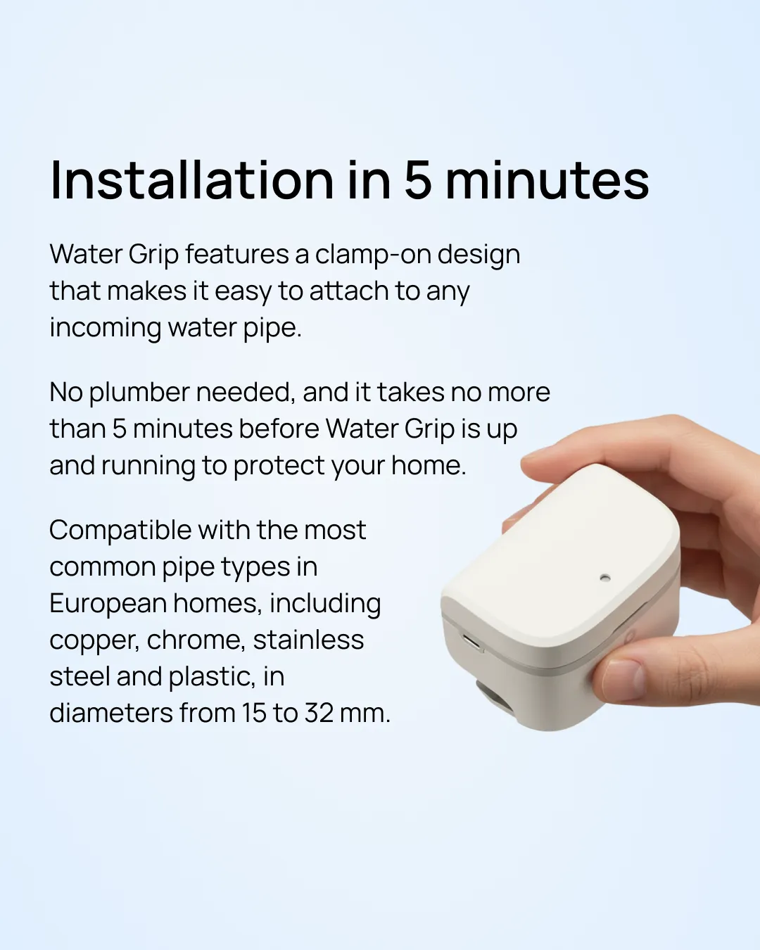 Quandify Water Grip Wassermelder 16–32 mm mit App-Alarm
