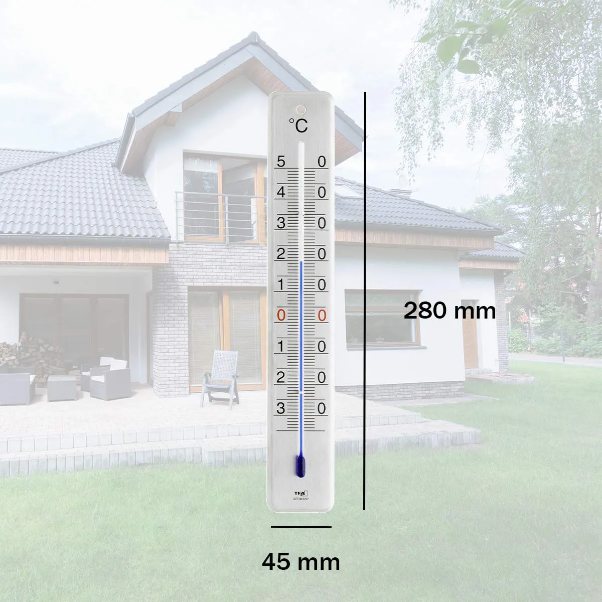 TFA Dostmann 12.2046 Innen-Außen-Thermometer Edelstahl 28cm