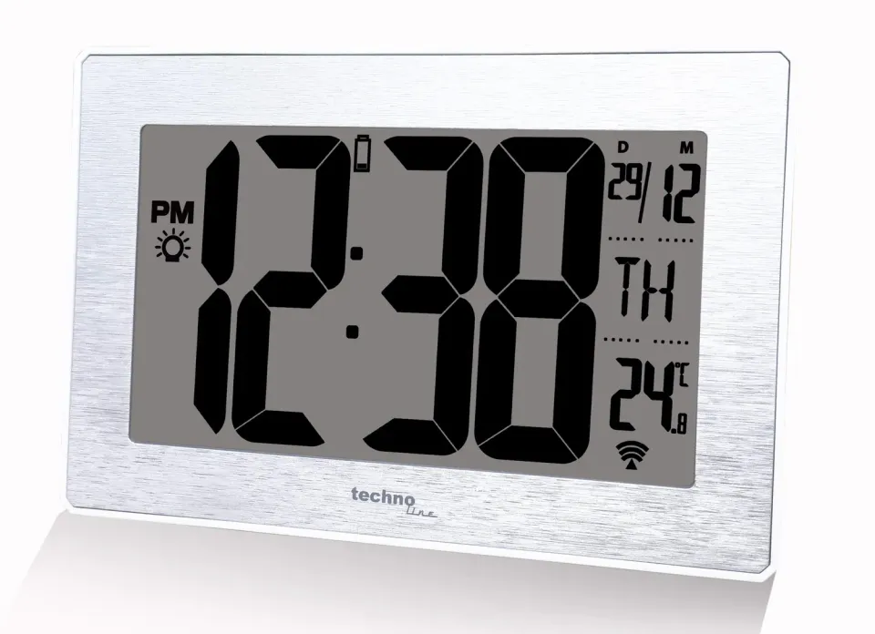 Technoline WS 8018 LED-Funkwanduhr silber 212 mm
