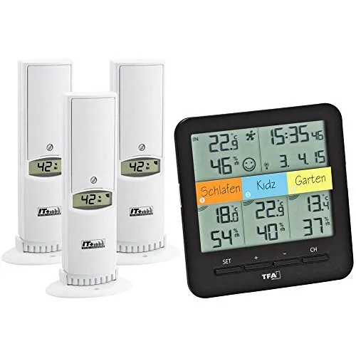 TFA Dostmann Klima Home 30.3060.01 Thermo-Hygrometer 3 Sender