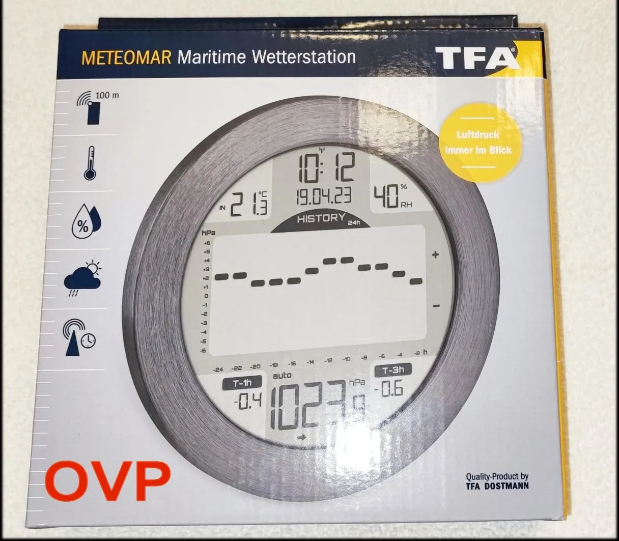 TFA Dostmann Meteomar 35.1124.10 Wetterstation Barometer Grau