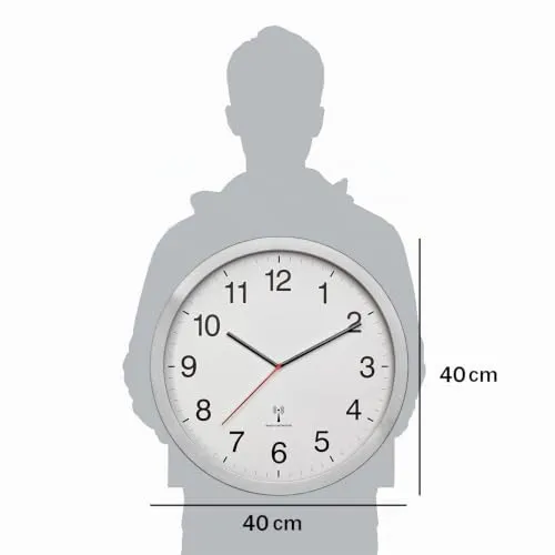 TFA Dostmann 60.3545.02 Funk-Wanduhr XL 40 cm silber-weiß