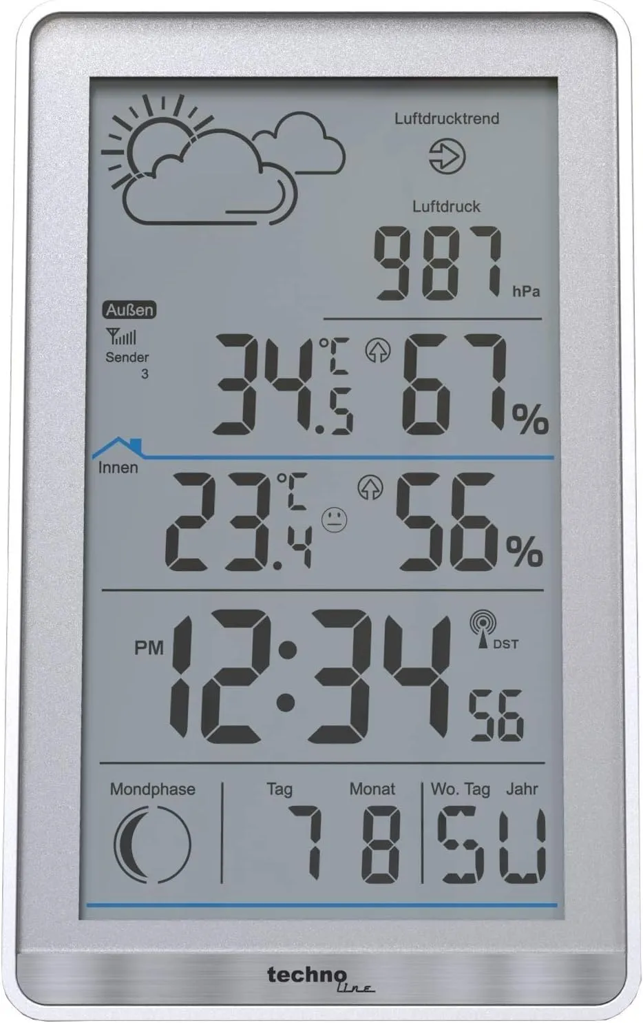Technoline WS 9218 Wetterstation mit Außensensor DCF