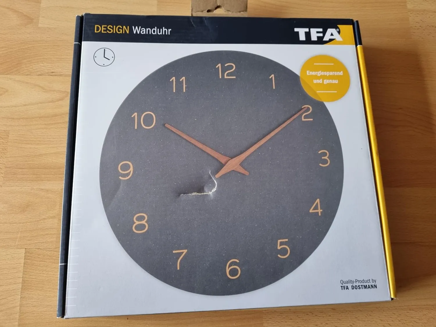 TFA Dostmann 60.3054.01 Wanduhr 30cm schwarz lautlos Holz
