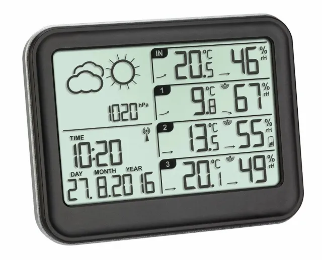 TFA Dostmann View 35.1142.01 Funk-Wetterstation 3 Sender schwarz