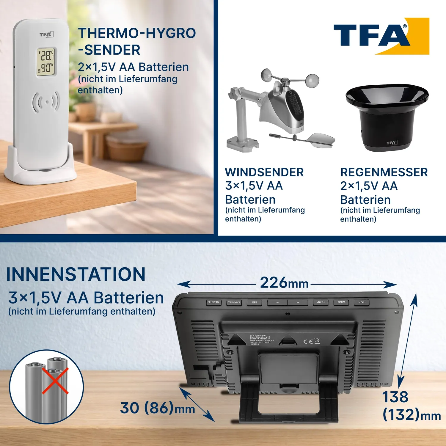 TFA Weather Pro 35.1161.01 Wetterstation Bundle schwarz