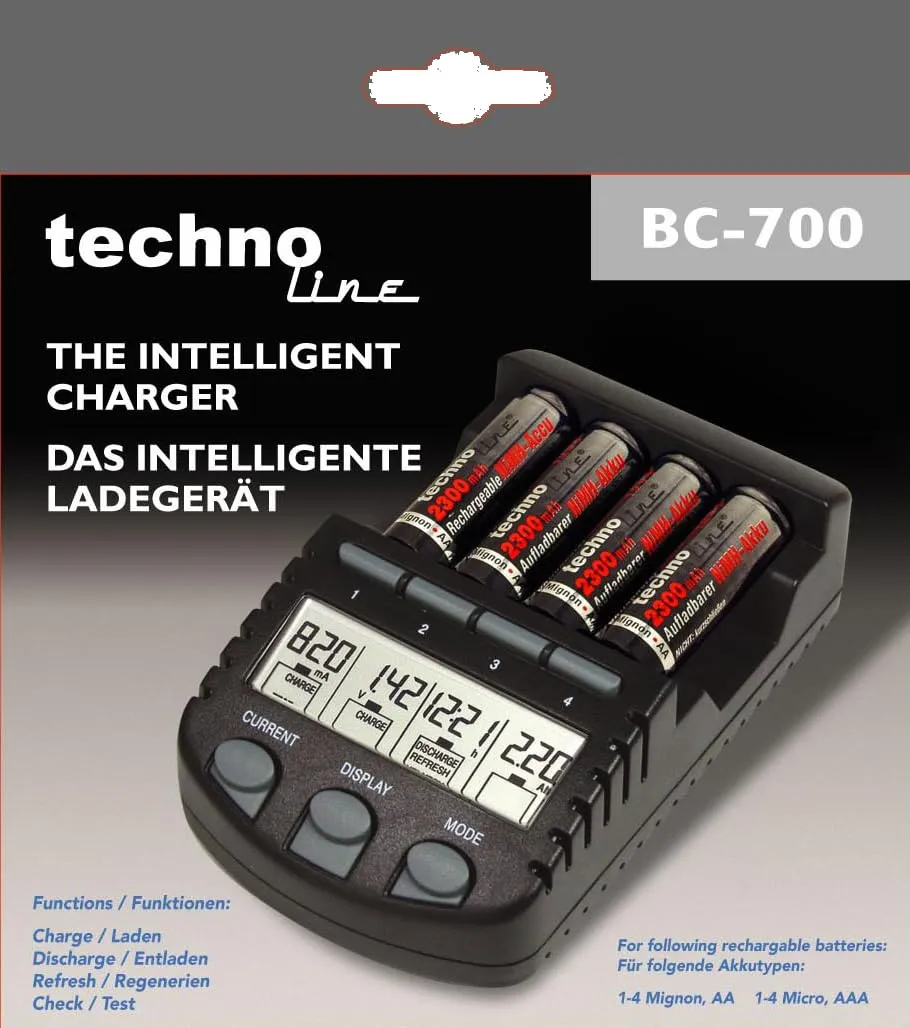 Technoline BC 700 Ladegerät AA AAA ohne Batterien LCD