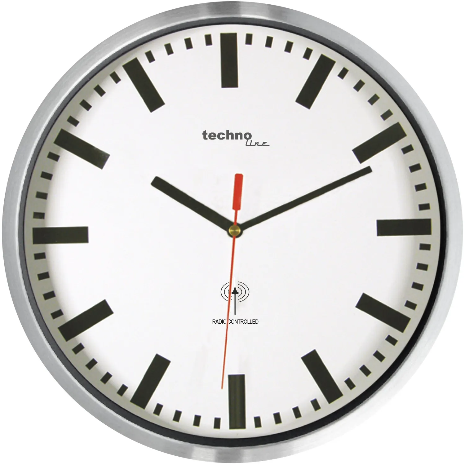 Technoline WT 8990 Funkwanduhr silber 30 cm Bahnhofsuhr