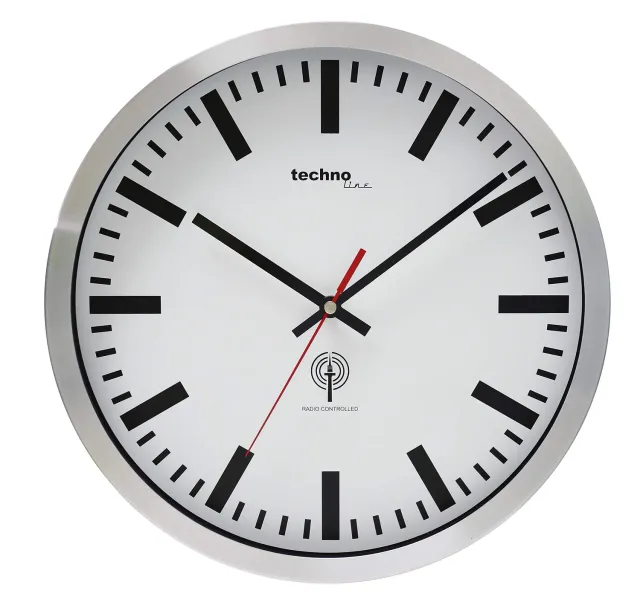 Technoline WT 8610 Funkwanduhr silber 30 cm Alu-Rahmen