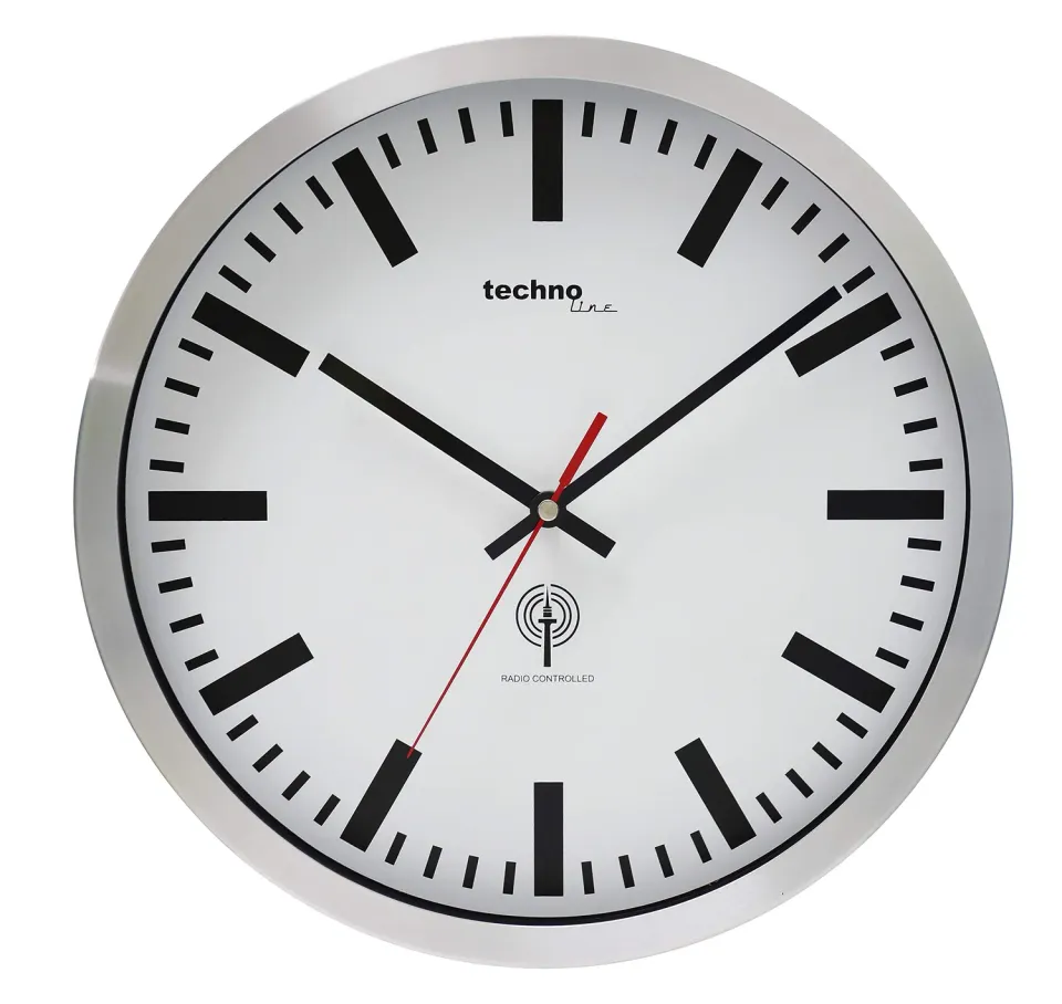 Technoline WT 8610 Funkwanduhr silber 30 cm Alu-Rahmen
