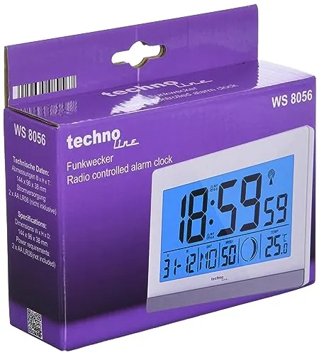 Technoline WS8056 Funkwecker Temperatur Mondphase 2 Alarme