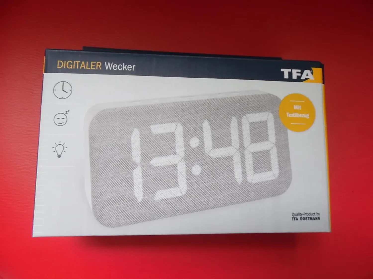 TFA Dostmann 60.2042.02 Digitalwecker grau-weiß dimmbar