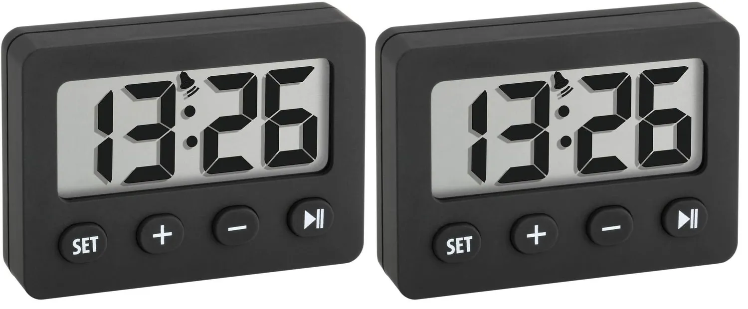 TFA Dostmann 60.2014.01 Digitalwecker schwarz mit Timer