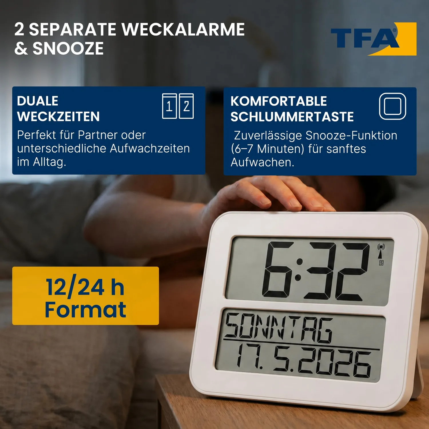 TFA Dostmann Timeline Max 60.4512.02 Funkuhr weiß