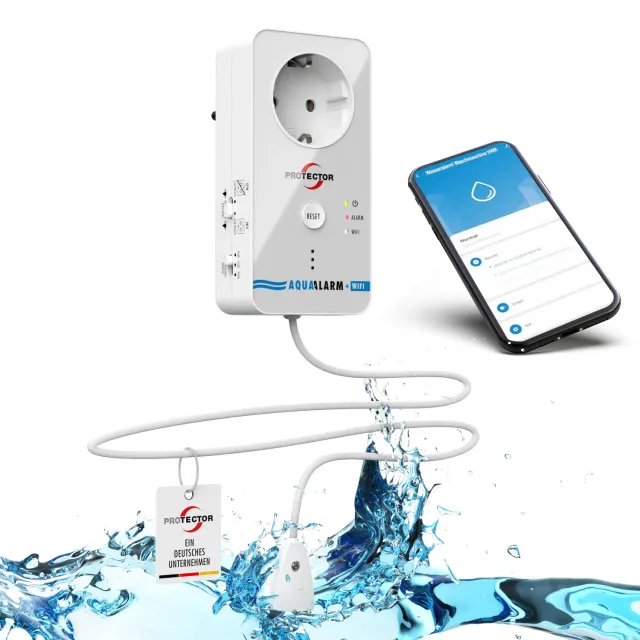 Protector WA-14 WLAN-Wassermelder Steckdose 2-m-Sensor