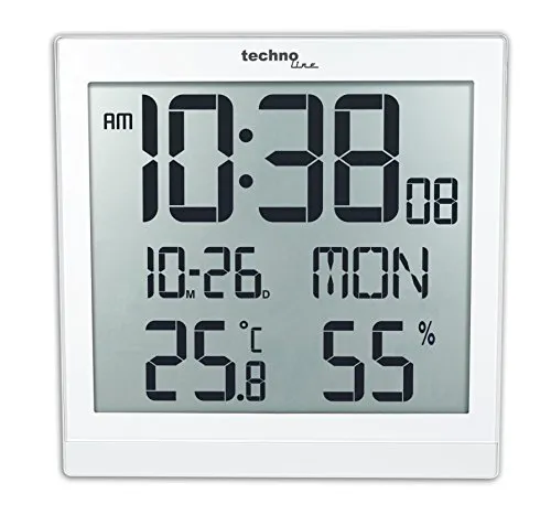 Technoline WS 8015 Wanduhr Hochglanz weiß Funk