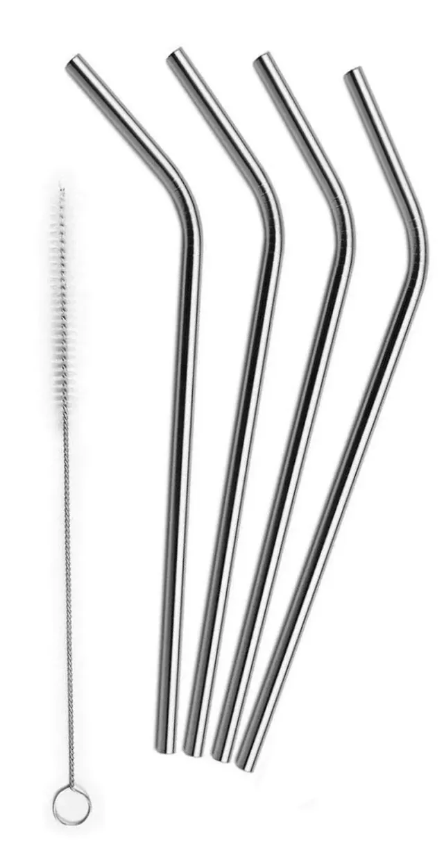 Technoline TH100 Edelstahl-Strohhalm 4er 25,5 cm wiederverwendbar