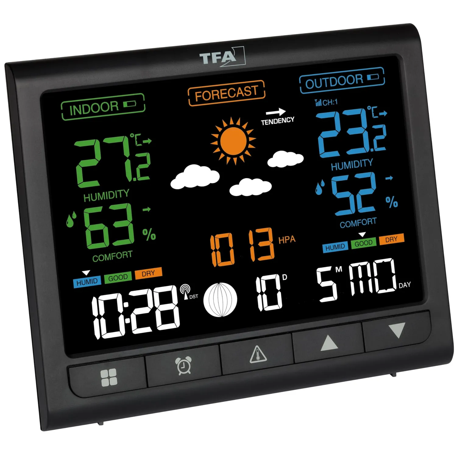 TFA Dostmann Contrast 35.1171 Wetterstation schwarz VA-Display