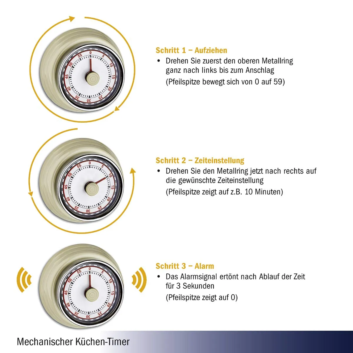 TFA Dostmann 38.1037.09 Küchen-Timer beige Retro Magnet