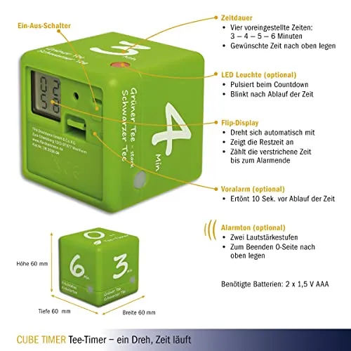 TFA Dostmann 38.2035.04 Tee-Timer grün Cube digital