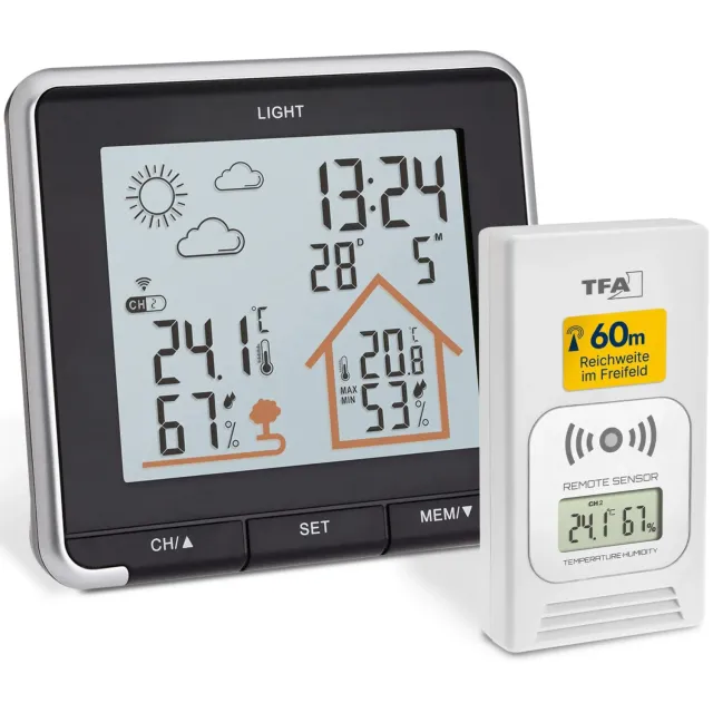 TFA Dostmann Life 35.1153.01 Funkwetterstation schwarz mit Sensor