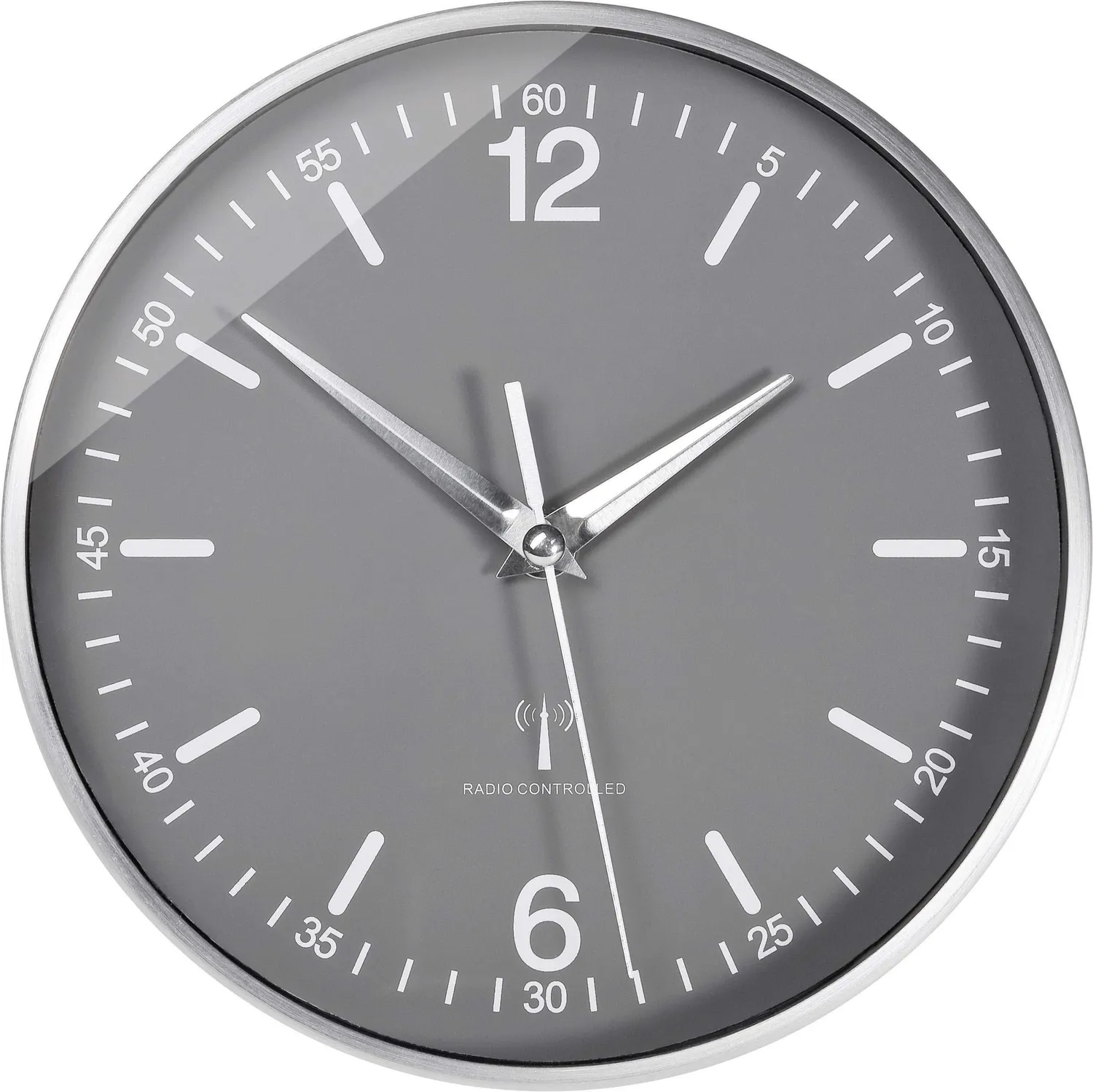 TFA Dostmann 60.3503.10 Funkwanduhr Grau Aluminium