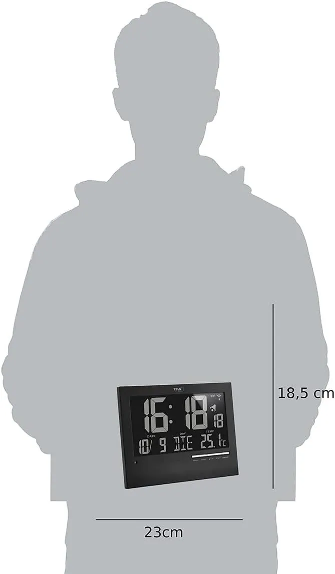 TFA Dostmann 60.4508 Digitale Funkuhr Schwarz Beleuchtet Temp