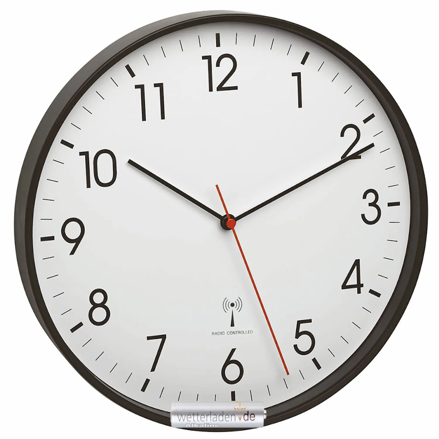 TFA Dostmann 60.3537.01 Funk-Wanduhr schwarz Metallrahmen