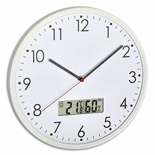 TFA Dostmann 60.3048.02 Wanduhr Thermo-Hygrometer weiß