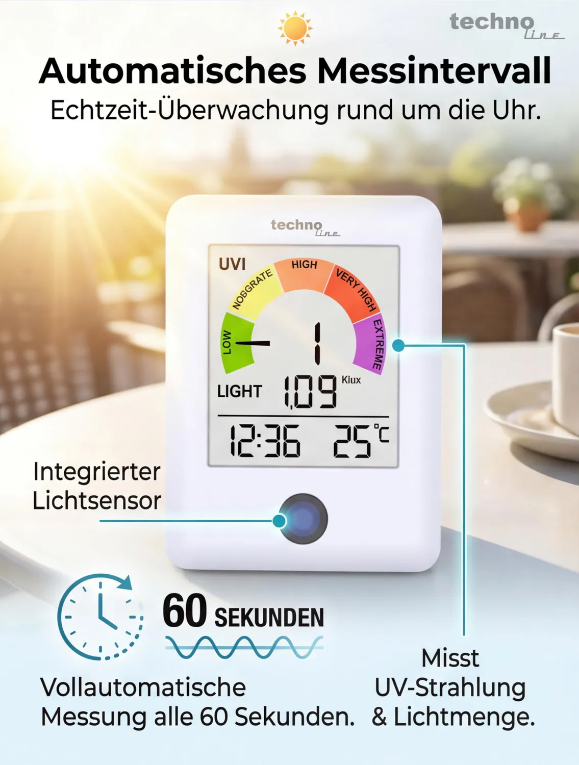 Technoline WS9320 UV-Strahlungsmonitor mit UV-Index