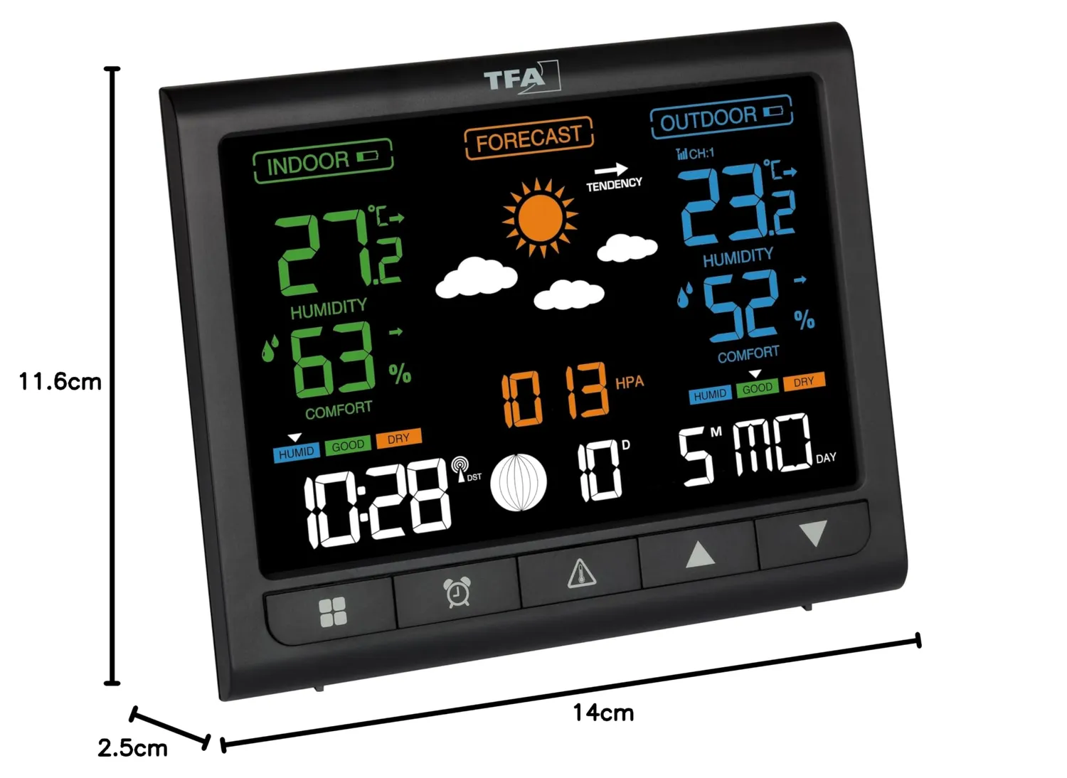 TFA Dostmann Contrast 35.1171 Wetterstation schwarz VA-Display