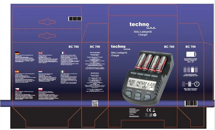 Technoline BC 700 Ladegerät inkl. 4x Eneloop AA 1900 mAh