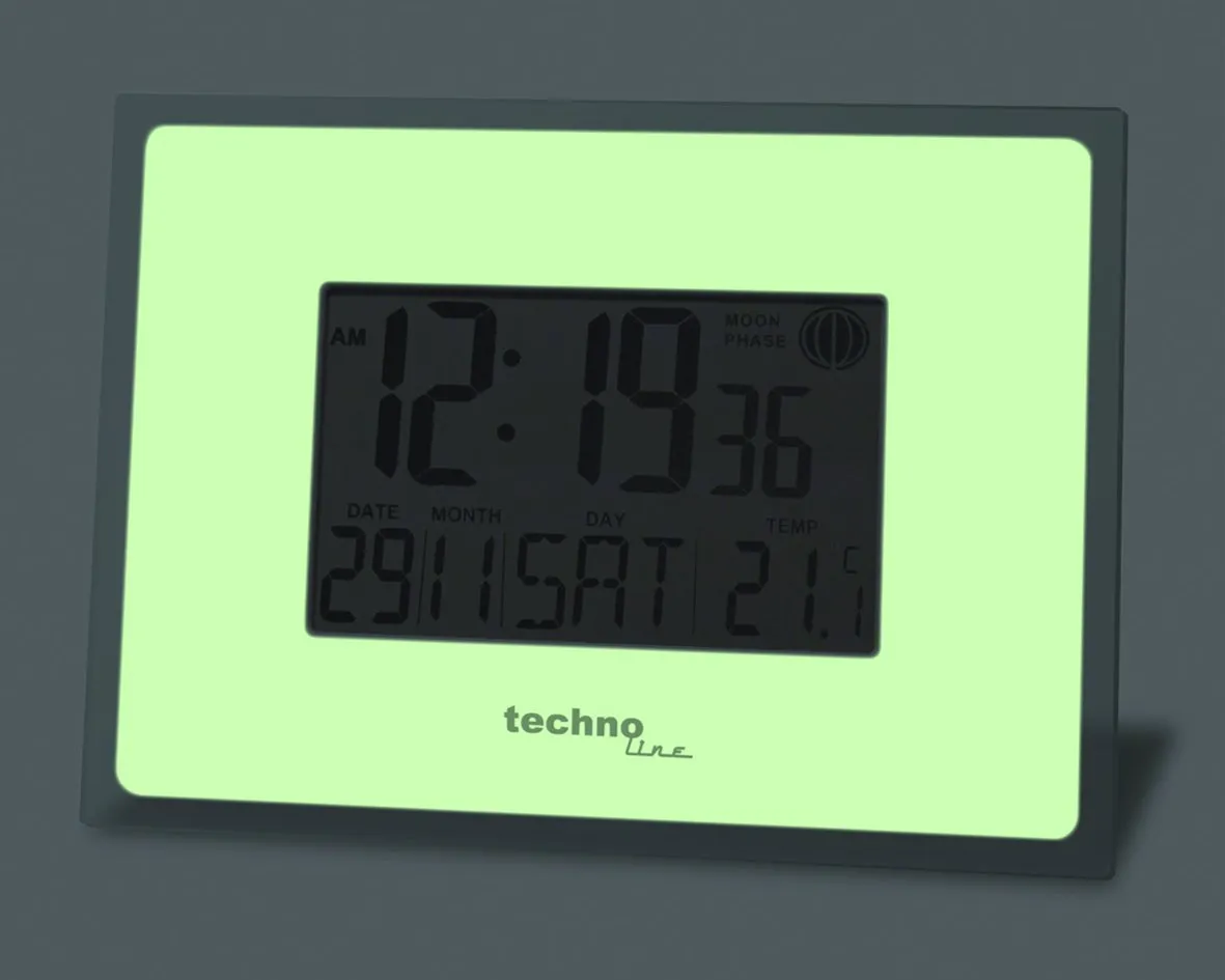 Technoline WS8008 Funk-Wanduhr digital Leuchtrahmen